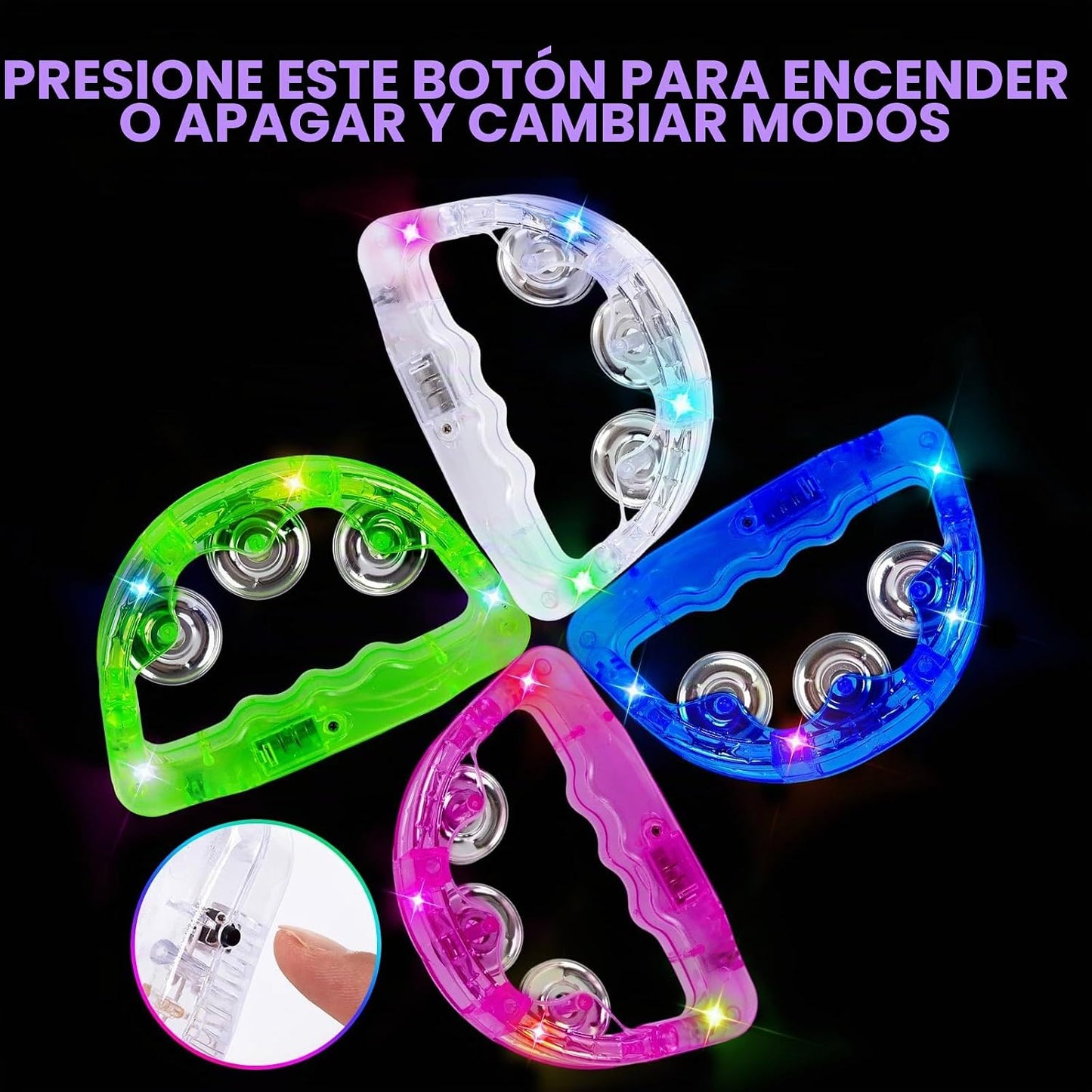 Panderetas musicales con luz LED: pandereta intermitente que brilla...