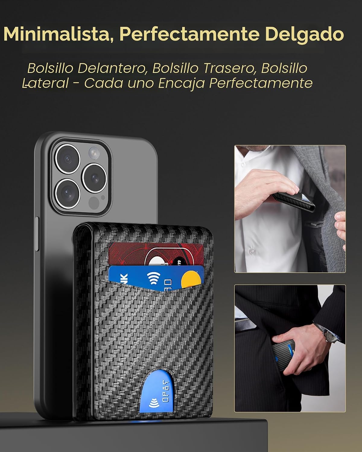 QLD Cartera Minimalista para Hombres - Portador de Tarjetas de Créd...