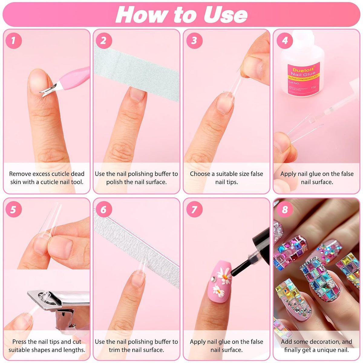 Juego de 600 puntas de uñas transparentes tipo ataúd \u2013 Puntas...