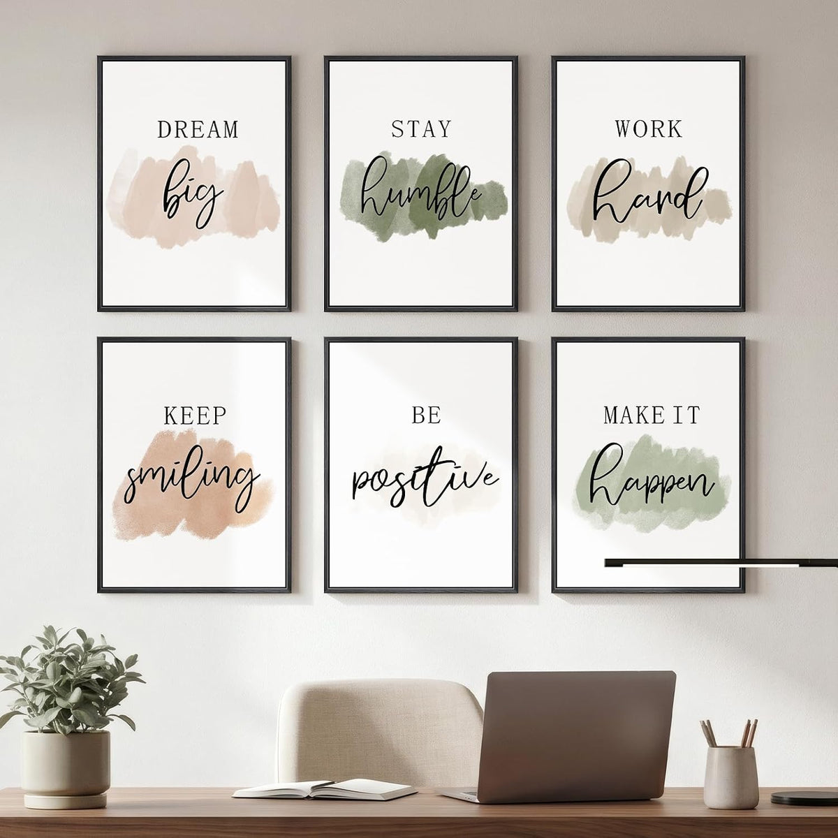 Arte de pared inspirador enmarcado para oficina, impresiones en lie...