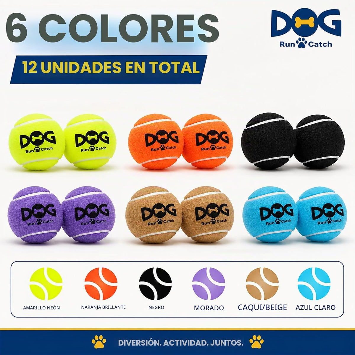 Pelotas de tenis para perros INSUM, paquete de 12 pelotas coloridas...