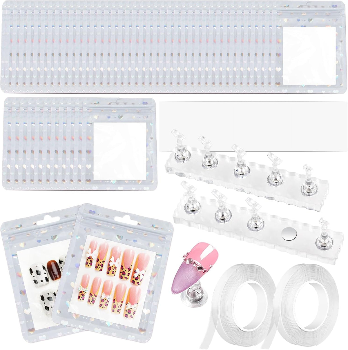 ESUOHYM 50 bolsas de embalaje de uñas con soporte de uñas para uñas...