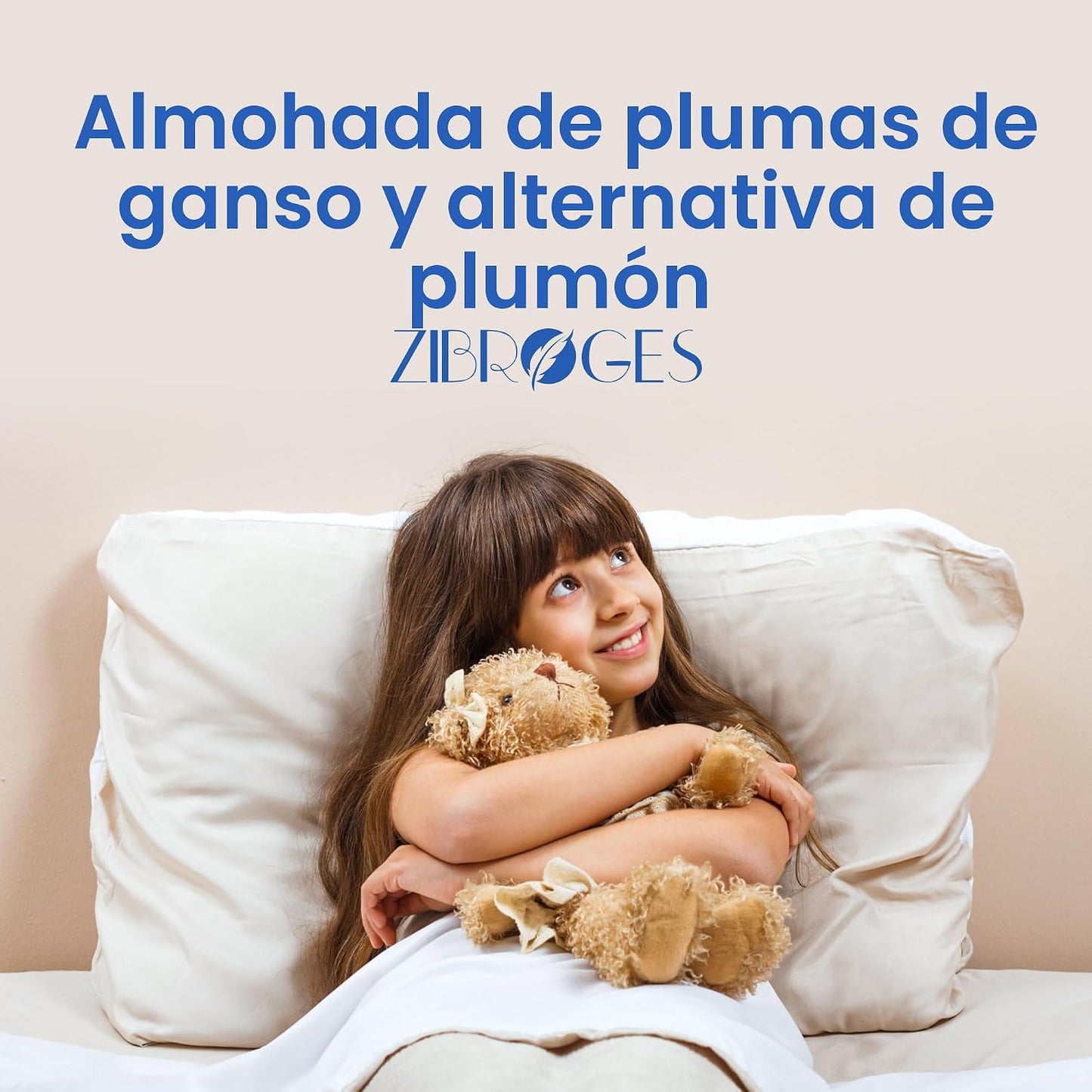 zibroges Juego de 2 almohadas de plumas tamaño King, almohada de pl...