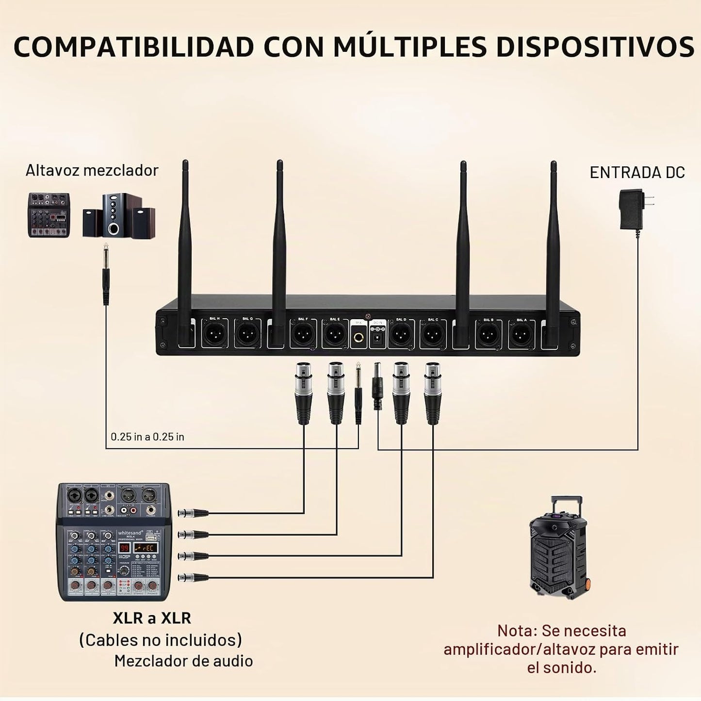 MELONARE Sistema de micrófono inalámbrico de 8 canales UHF 500MHz M...