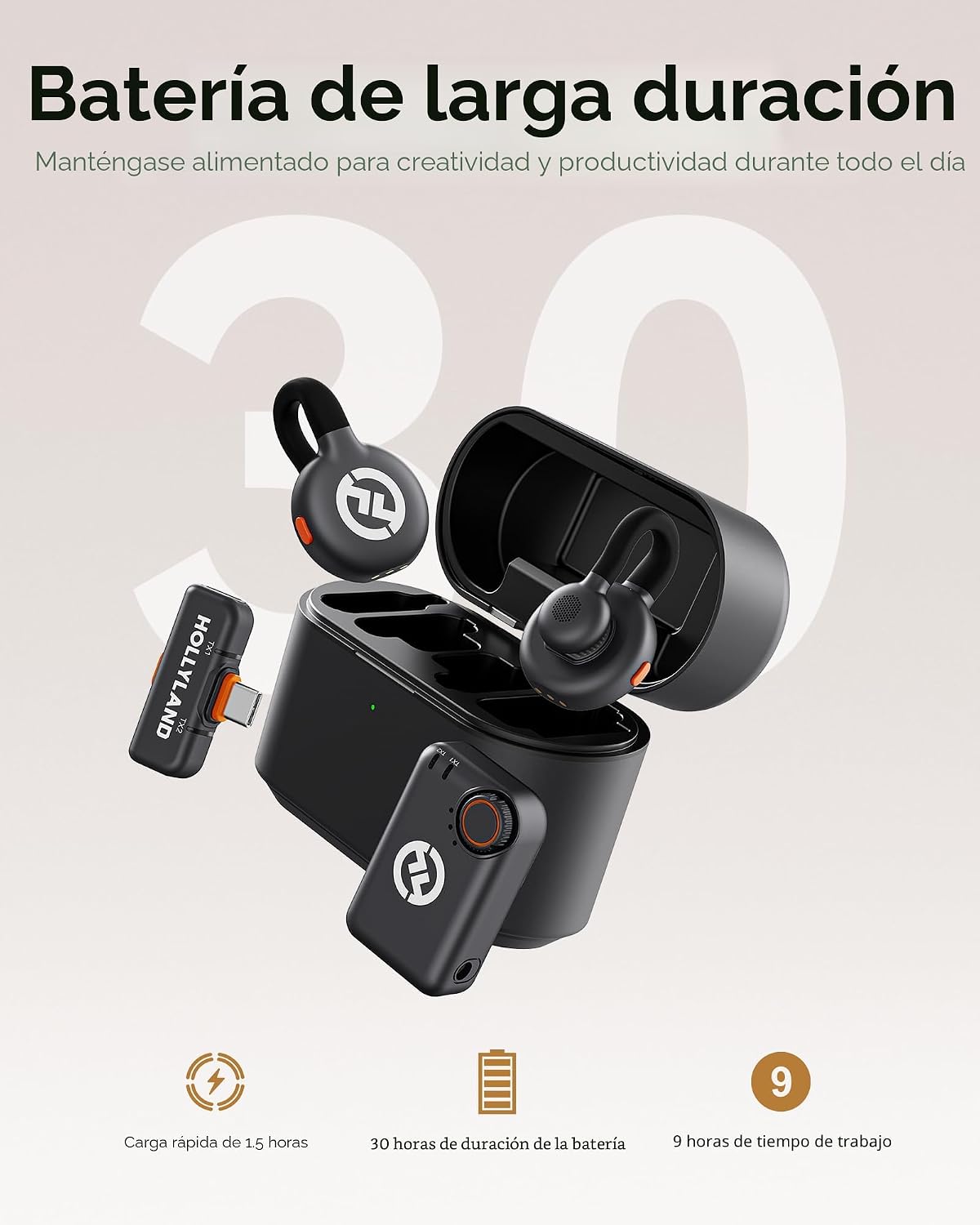 Hollyland Lark M2S Mini Combo (cámara RX+Type-C RX) Micrófono inalá...