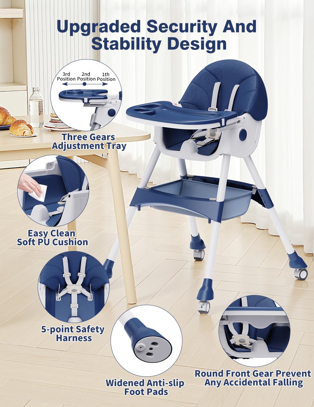 Sillas altas para bebés y niños, 4 en 1, silla alta para bebé conve...