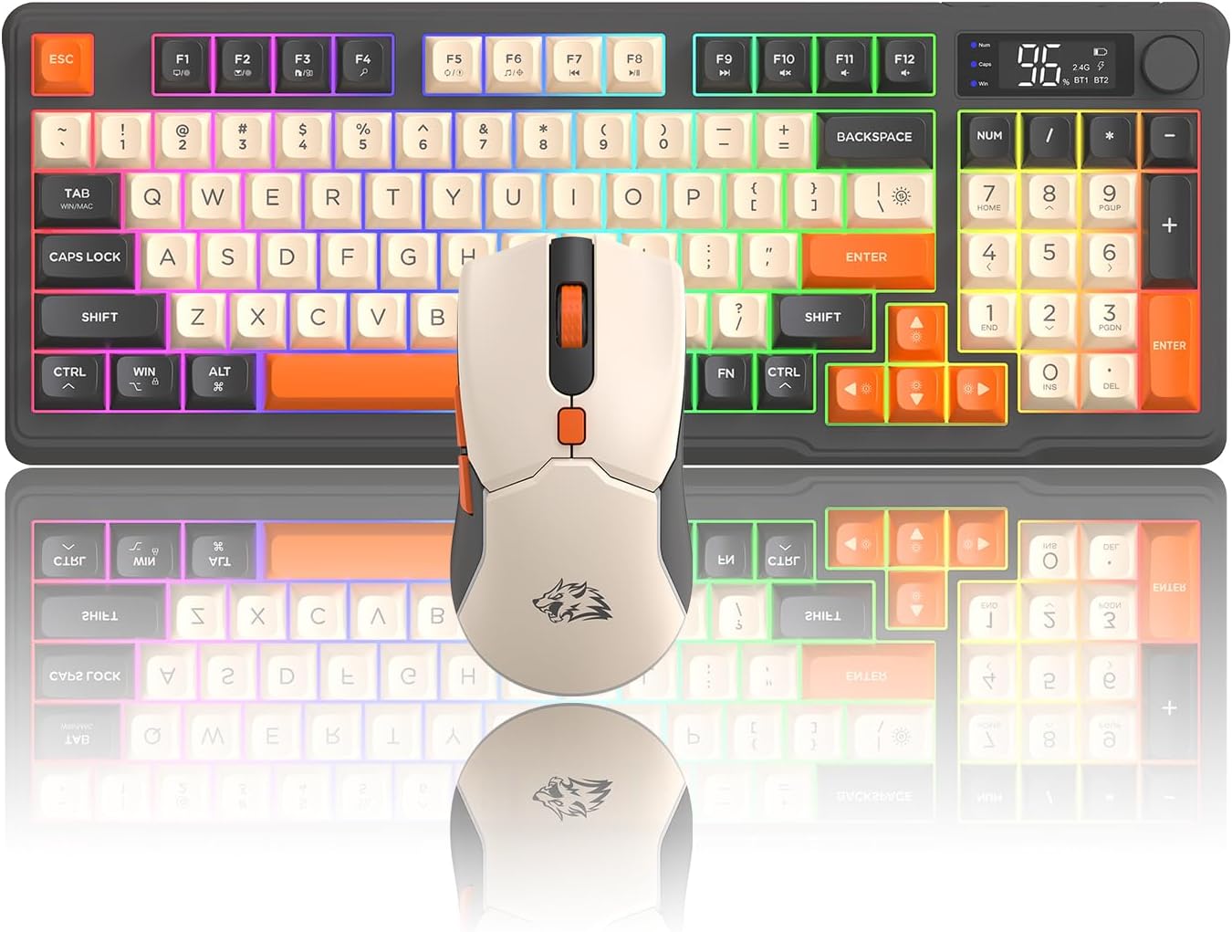 ZIYOU LANG T96 - Combo de teclado y mouse inalámbricos para juegos,...
