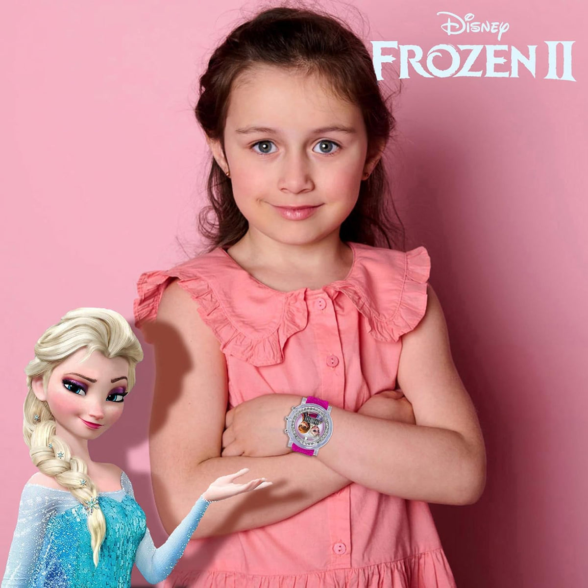 Frozen Elsa y Anna - Reloj LCD con correa de silicona