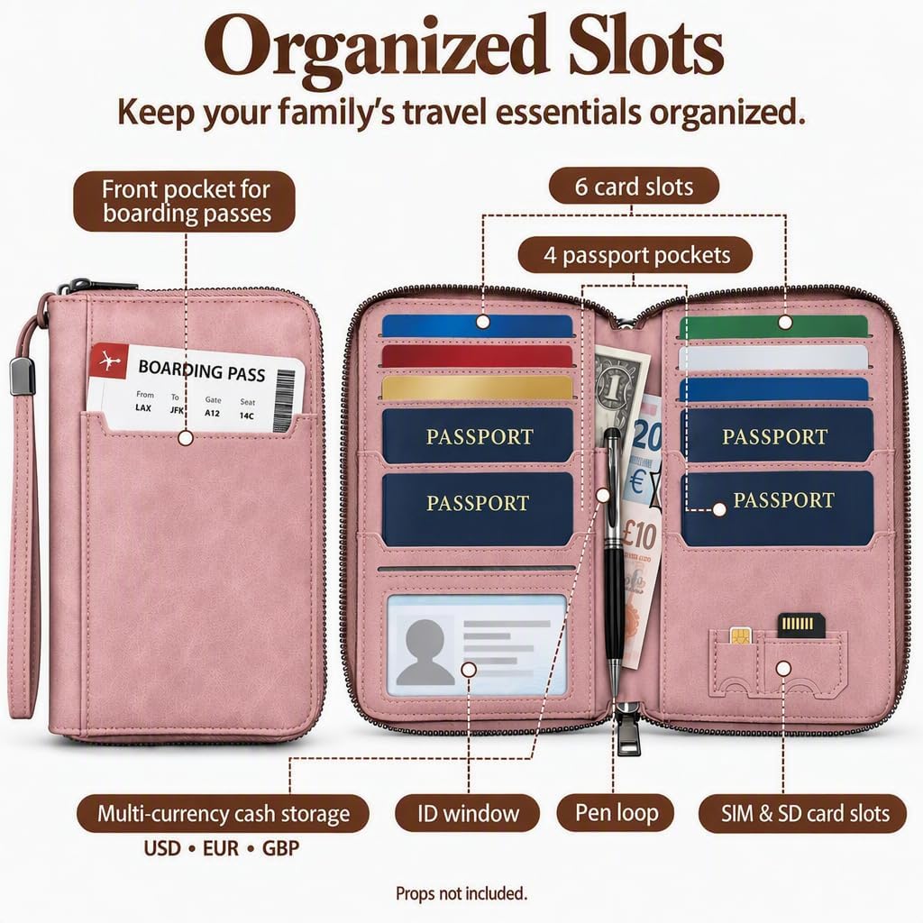 Soporte para pasaporte familiar para viajes, cartera de pasaporte c...