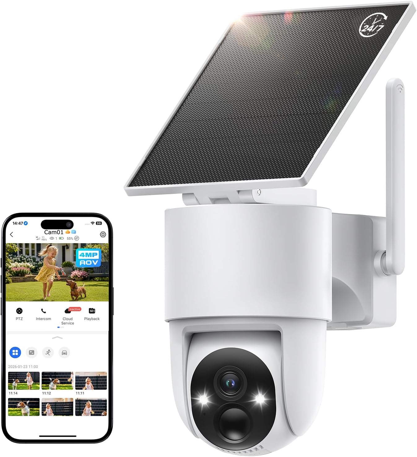 Tical Cámara solar inalámbrica para exteriores, cámara de seguridad...