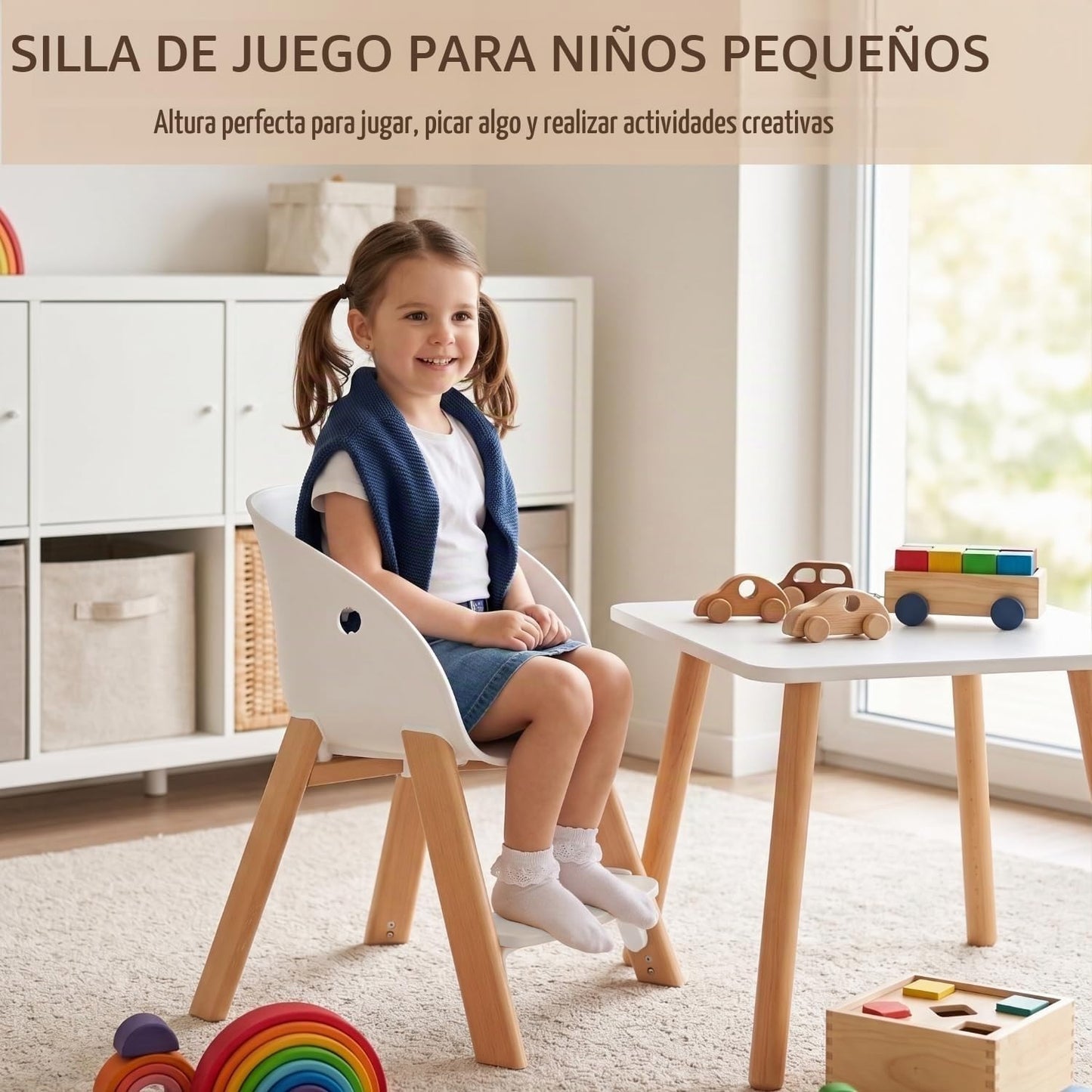 Sbondwe Silla alta 4 en 1 para bebé, color blanco | Portátil, ajust...