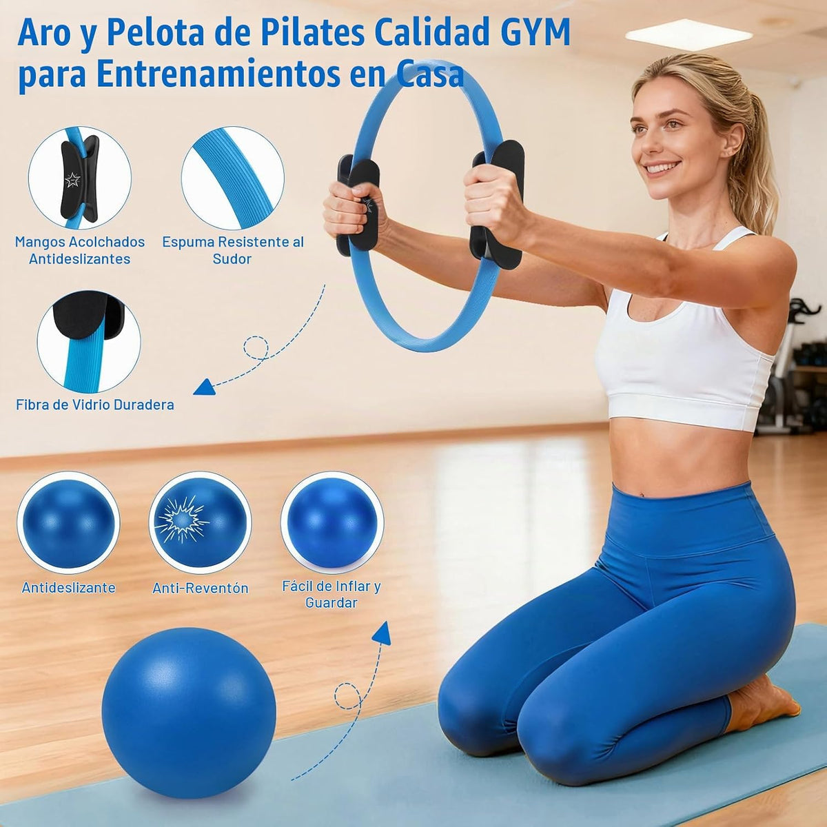 Muuruu Equipo de kit de Pilates, anillo y pelota de Pilates para mu...