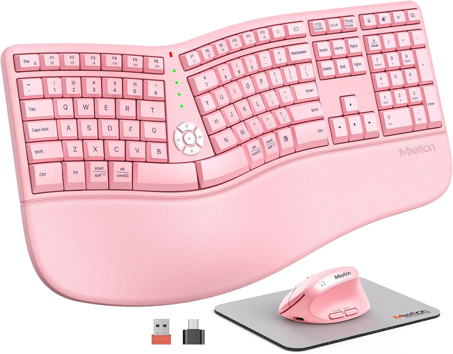 MEETION Combo de teclado y mouse ergonómico, diseño dividido, mouse...