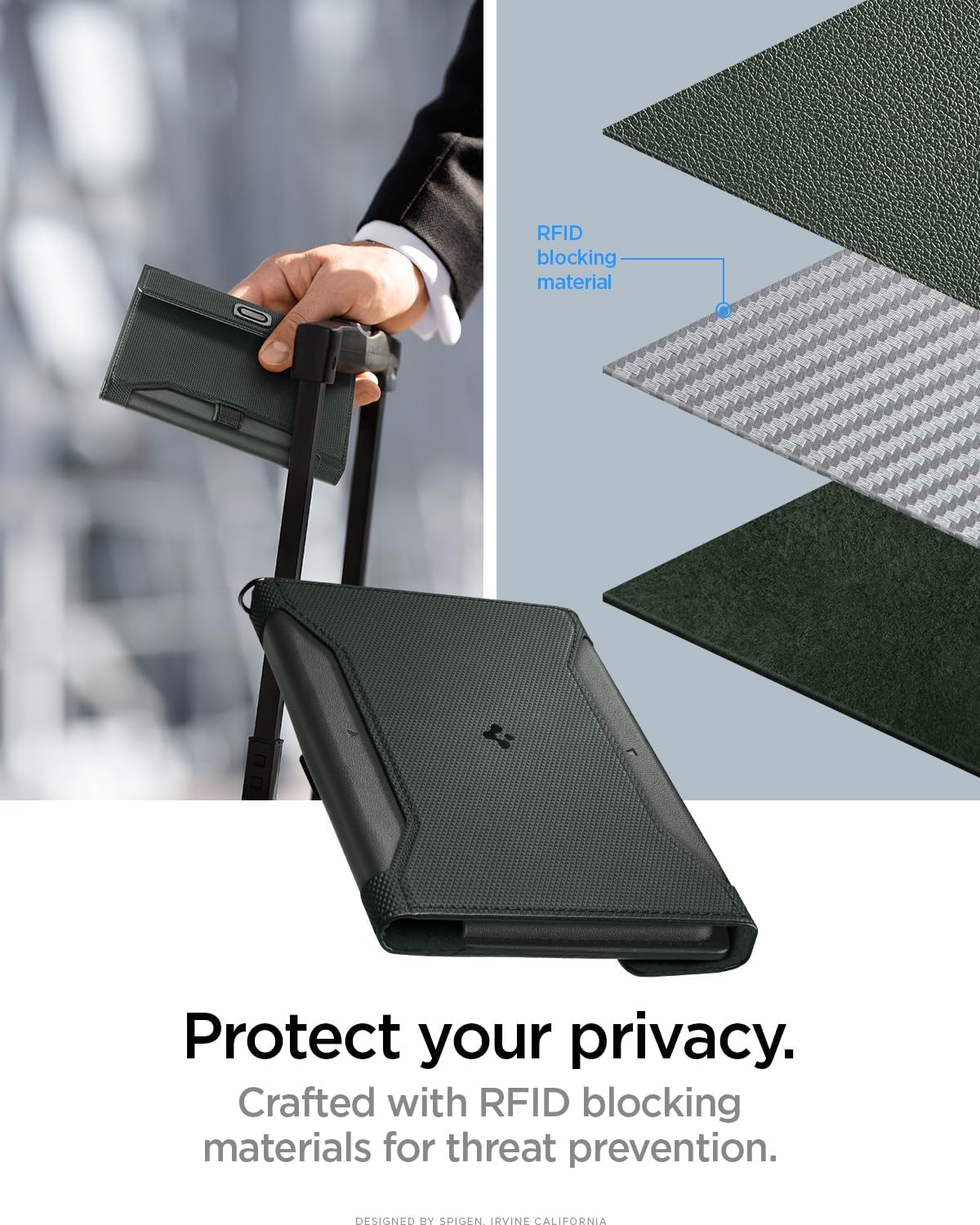 Spigen Life para pasaporte Funda para tarjeta con tecnología de blo...