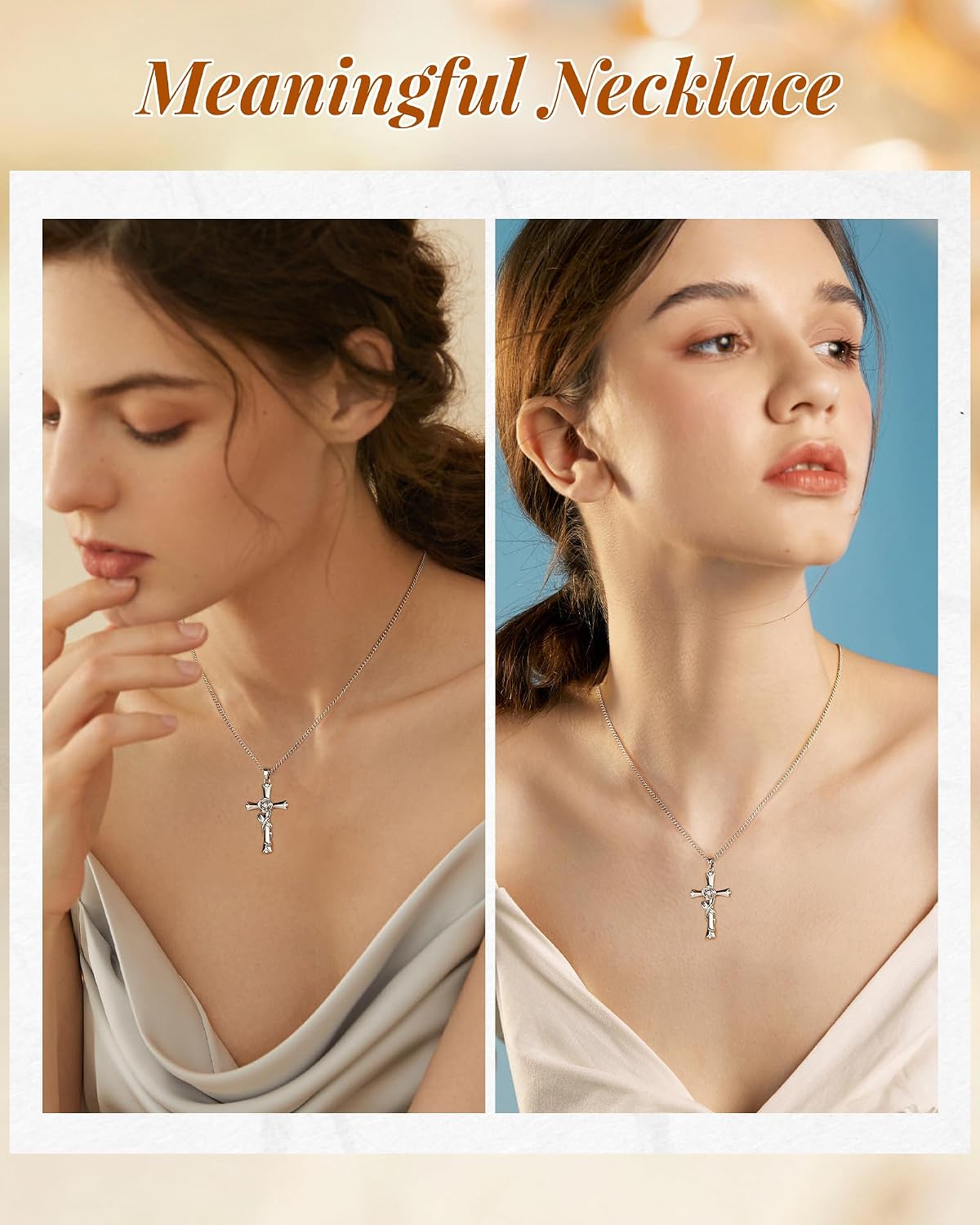 Collar de cruz ACECHA para mujer | Collar colgante de fe de plata c...