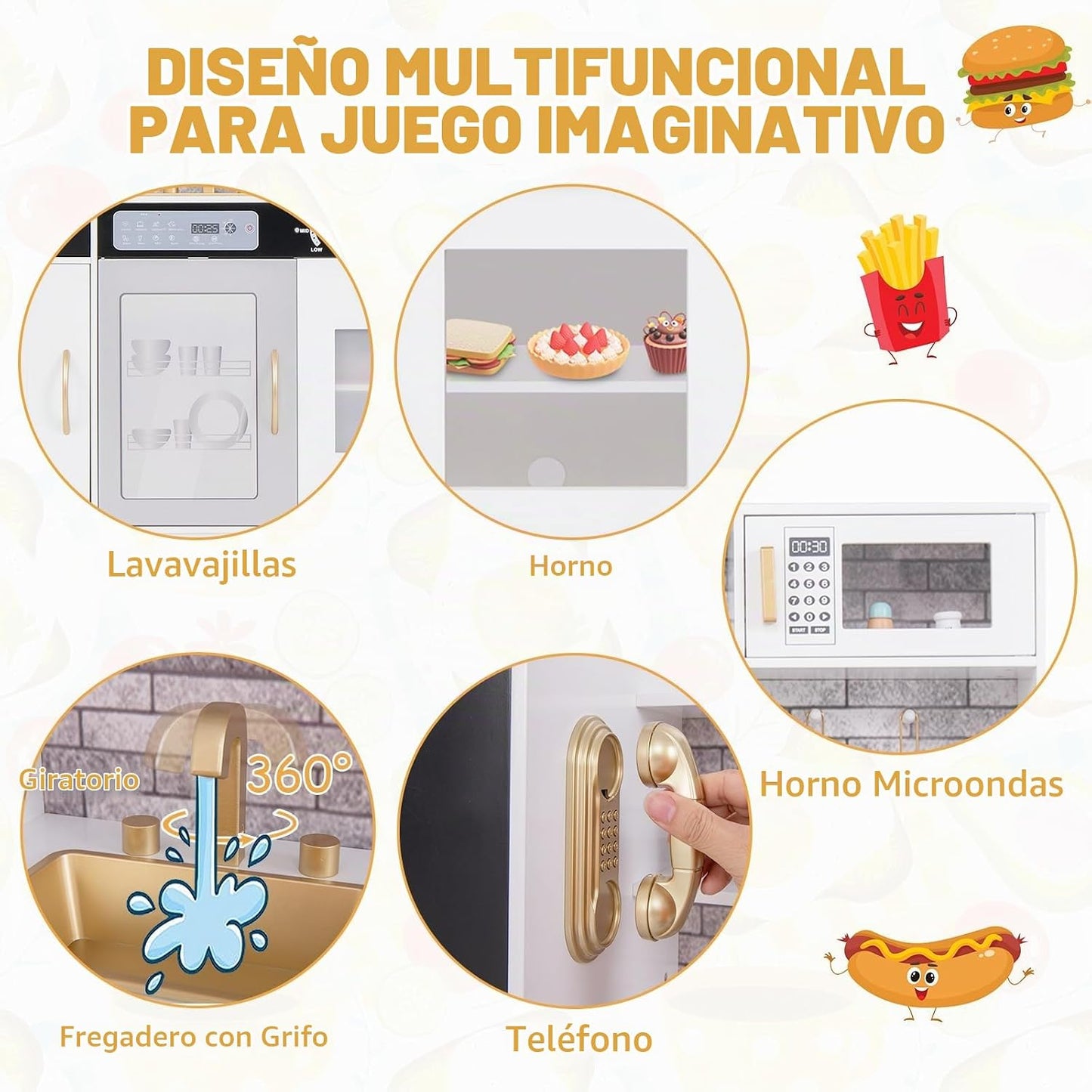 Costzon Juego de Cocina para Niños, Set Grande de Juguete de Cocina...