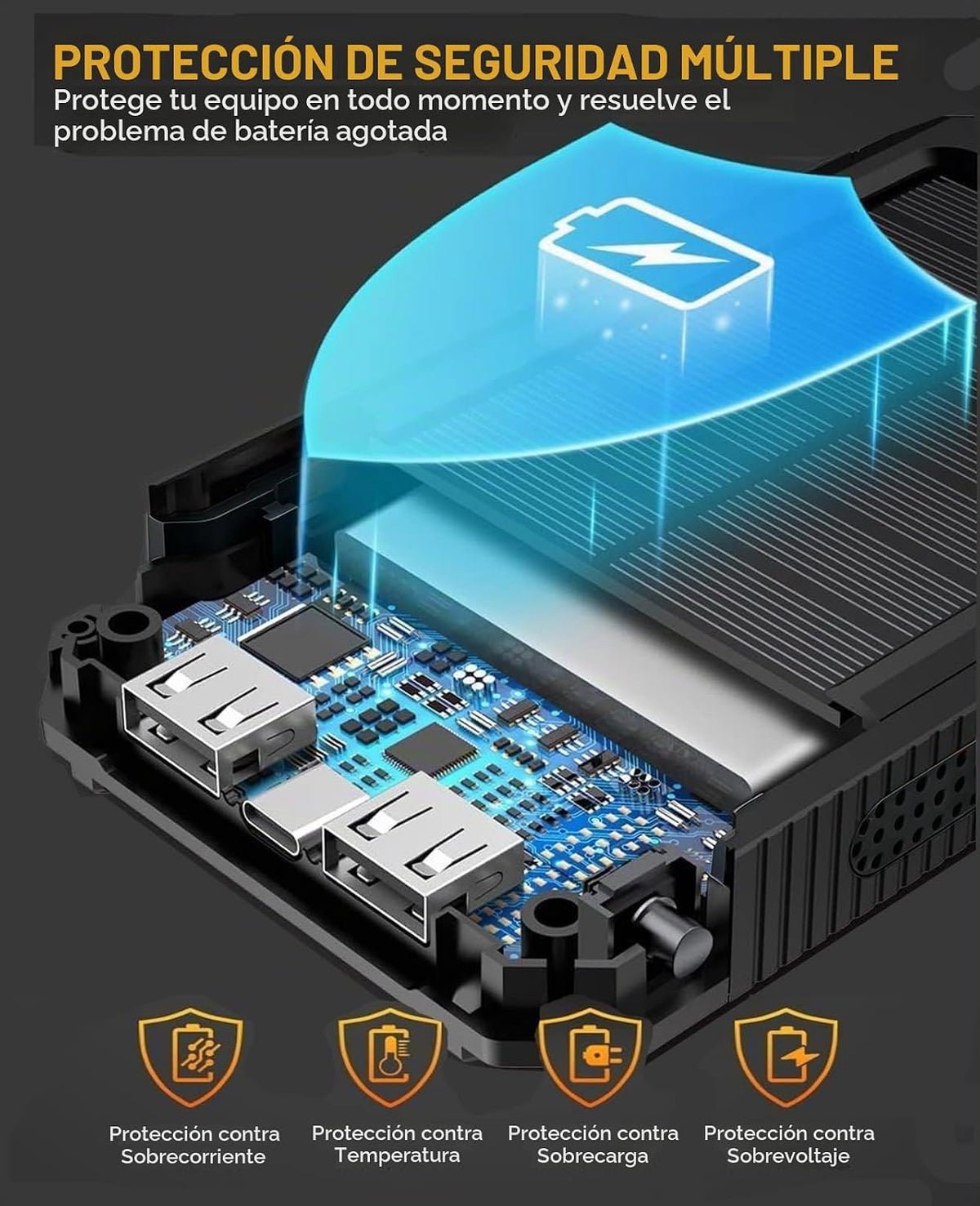 Cargador solar de 38800 mAh, cargador portátil de carga rápida USB-...