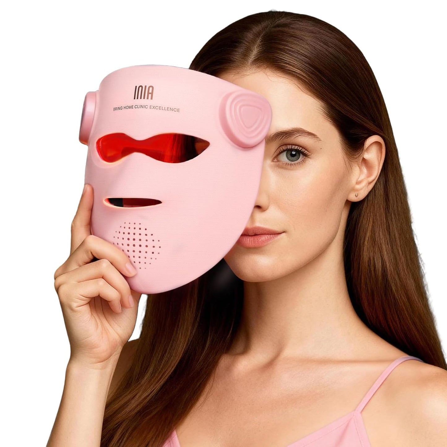 INIA Glow 4D - Máscara de terapia de luz roja inalámbrica para cara...