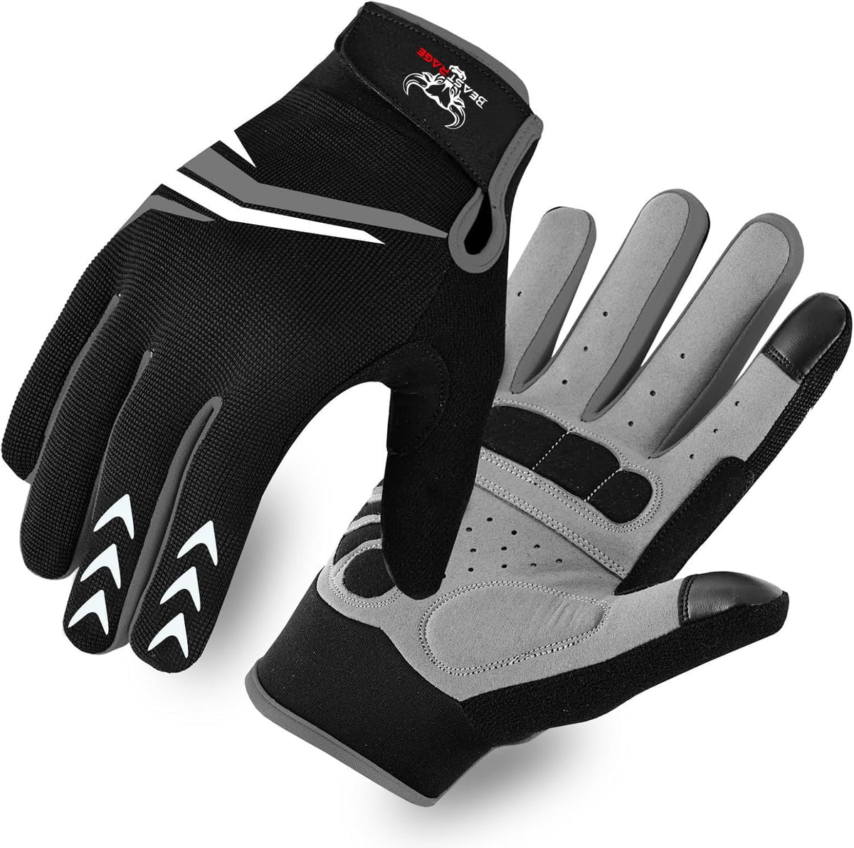 BEAST RAGE Guantes de ciclismo de dedo completo con acolchado para...