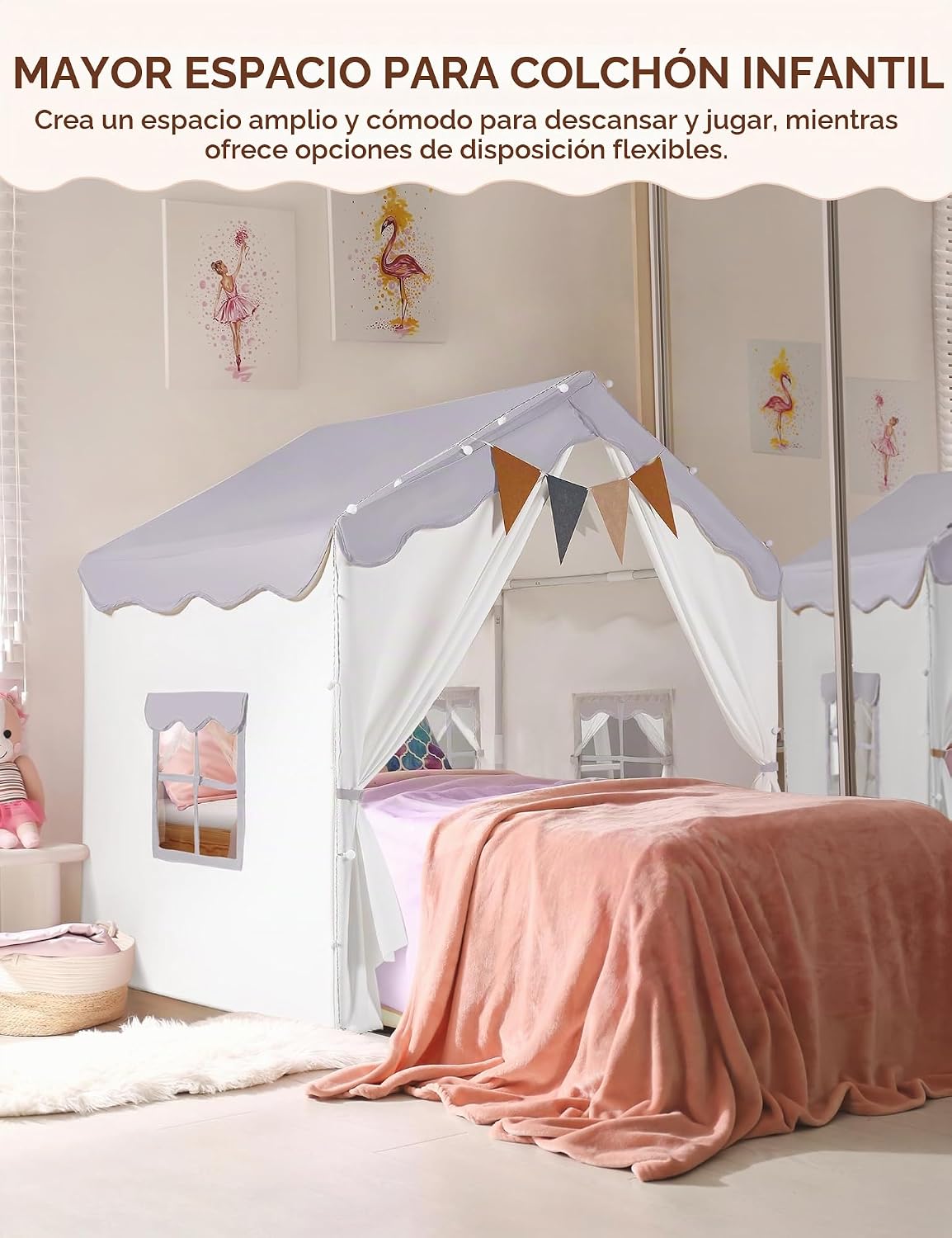 Besrey Tienda de campaña para niños 2 en 1 con alfombrilla acolchad...