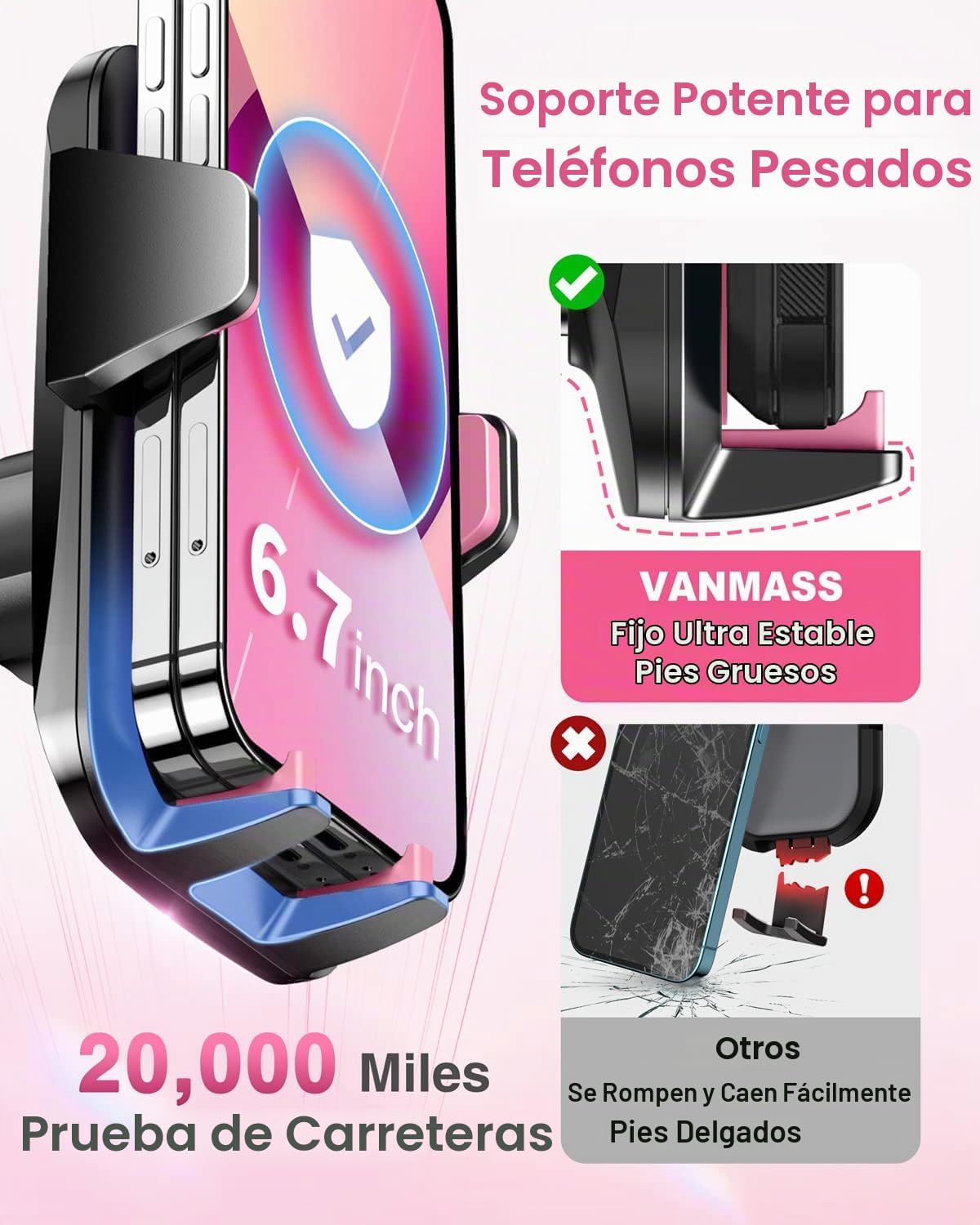 VANMASS Soporte universal para teléfono de automóvil, patente y cer...