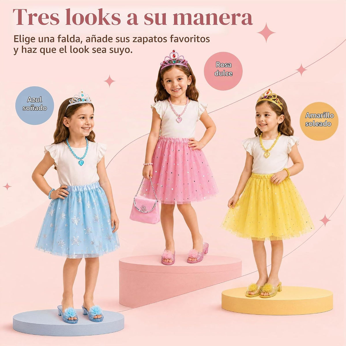Conjunto de vestir de princesa Meland para niñas de 3 a 6 años con...