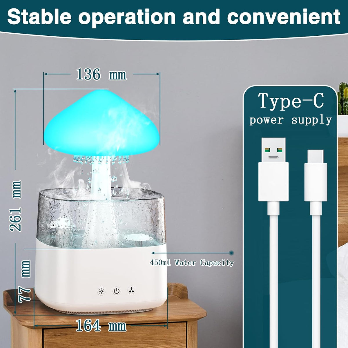 Humidificadores en Forma de Nube 450ML Humidificadores de Hongos co...