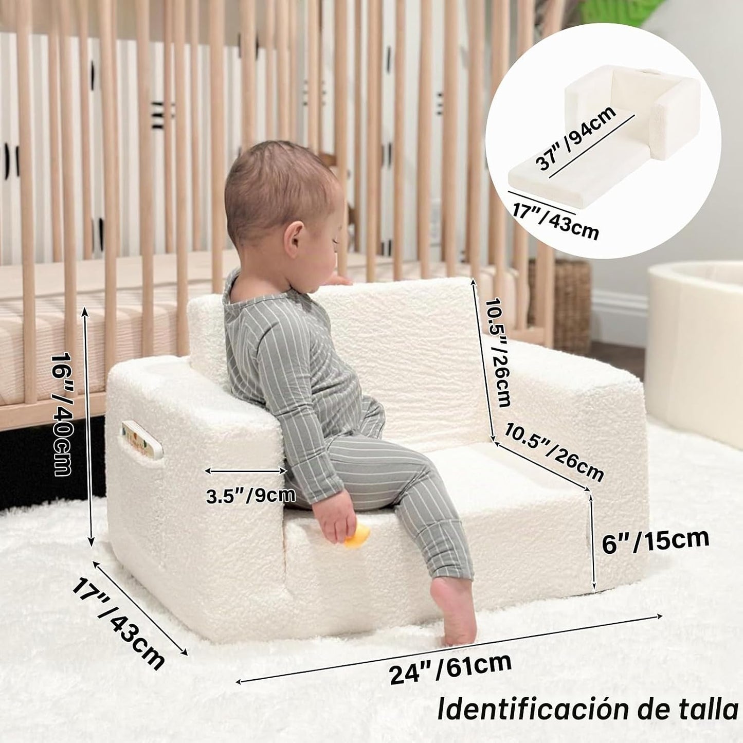 Tiita Sofá para niños, sillas infantiles 2 en 1, sofá convertible p...