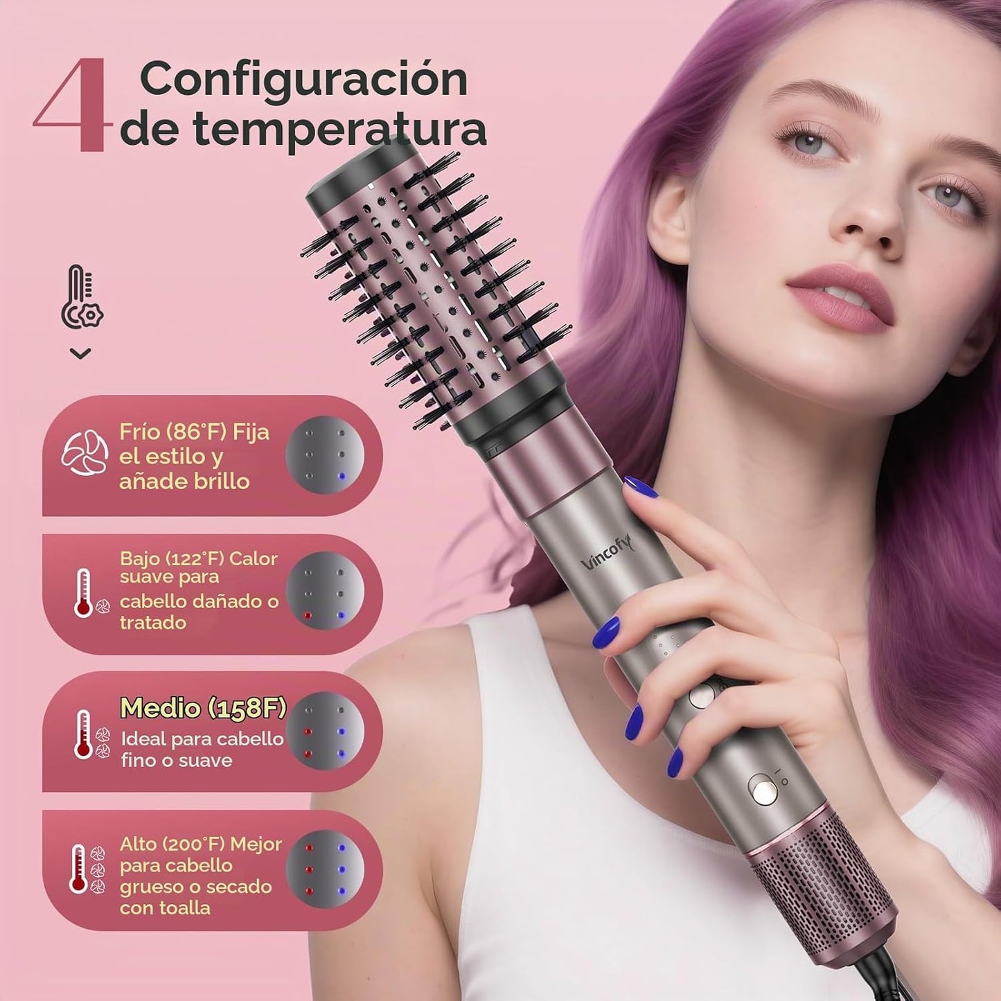 Vincofy Juego de cepillos secadores de cabello 7 en 1, peinador de...
