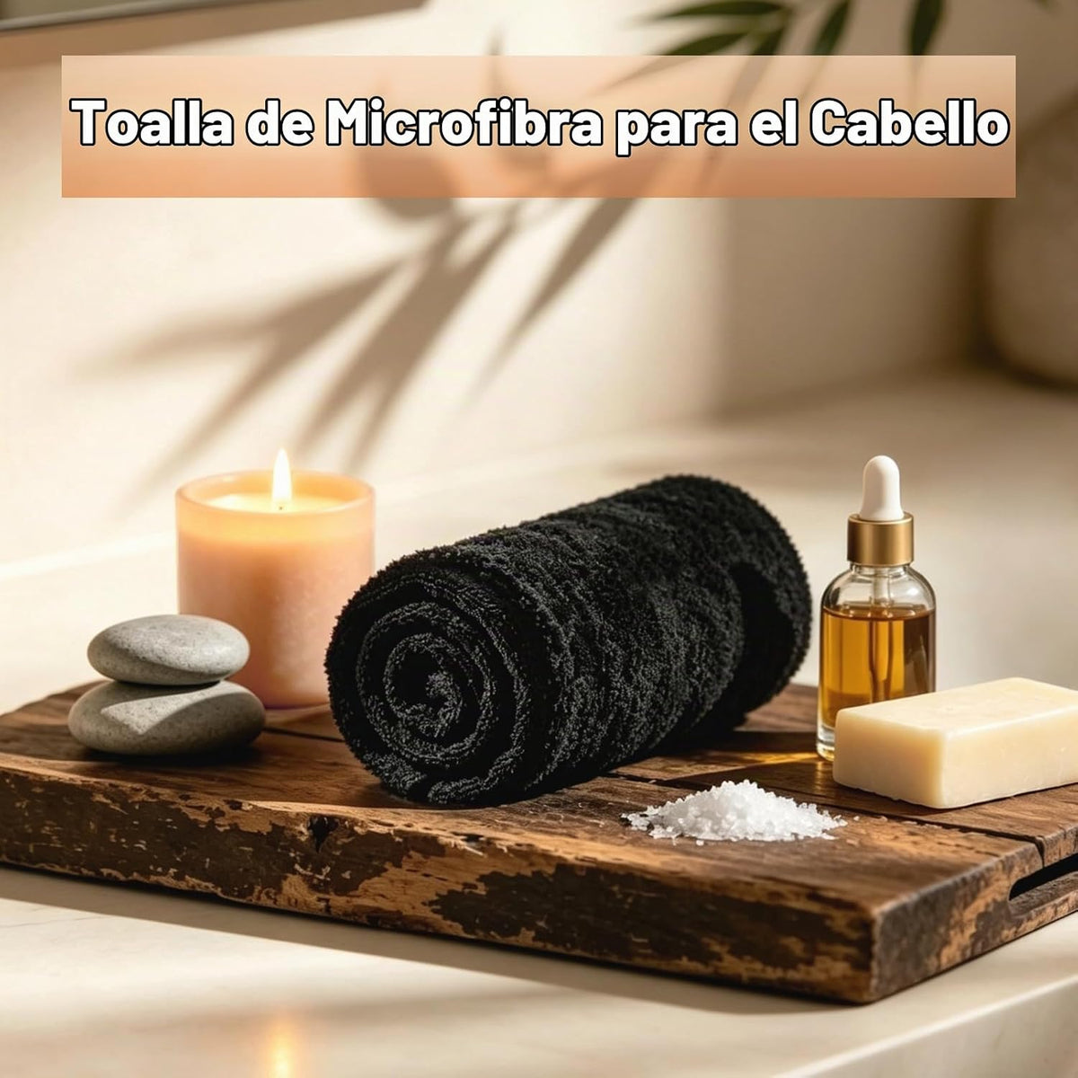 Puomue Toallas de Salón Negras, Toalla de Cabello de Microfibra Súp...