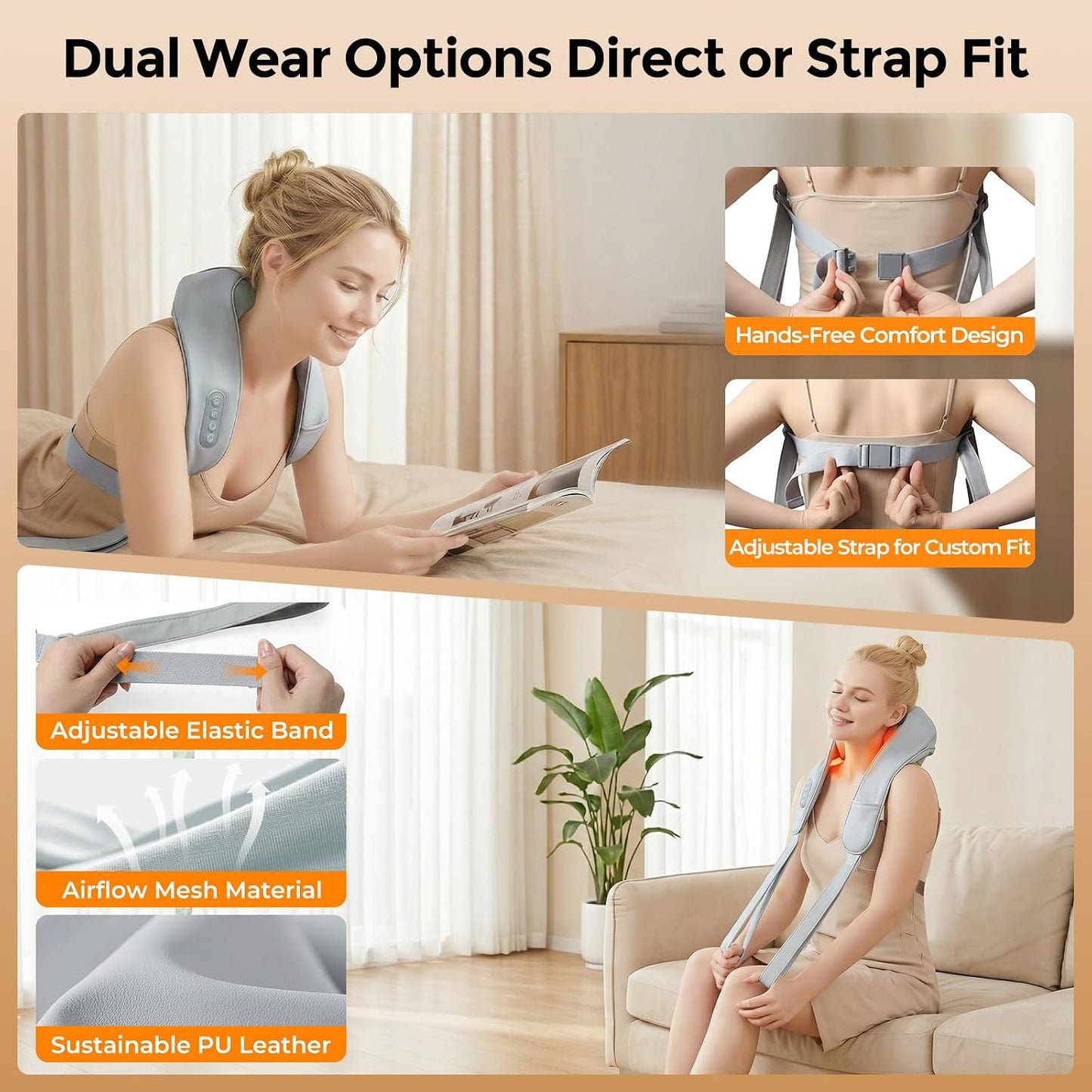 Masajeador de cuello inalámbrico con calor, control remoto Shiatsu...