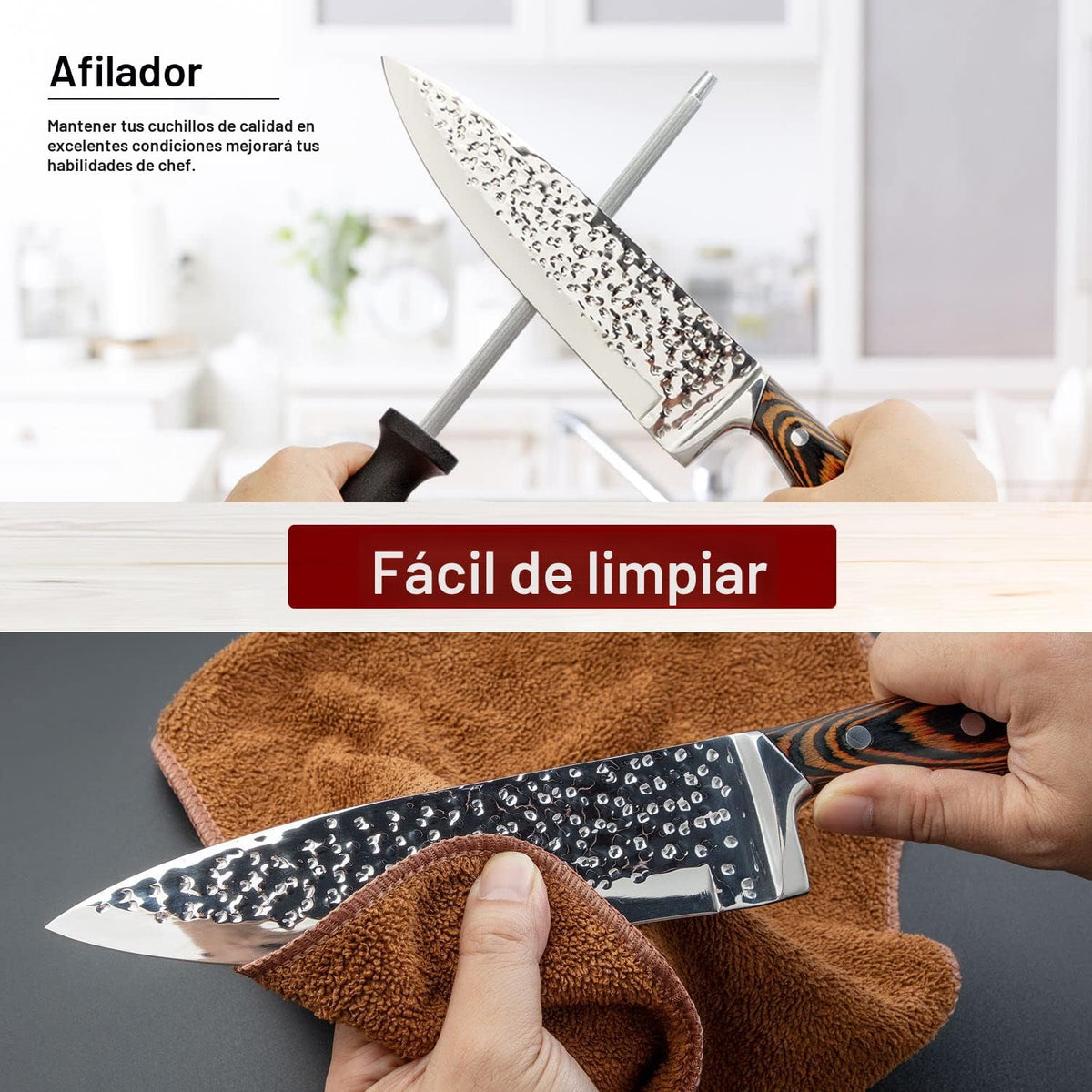 Juego de cuchillos de cocina, juego de cuchillos de 15 piezas con b...