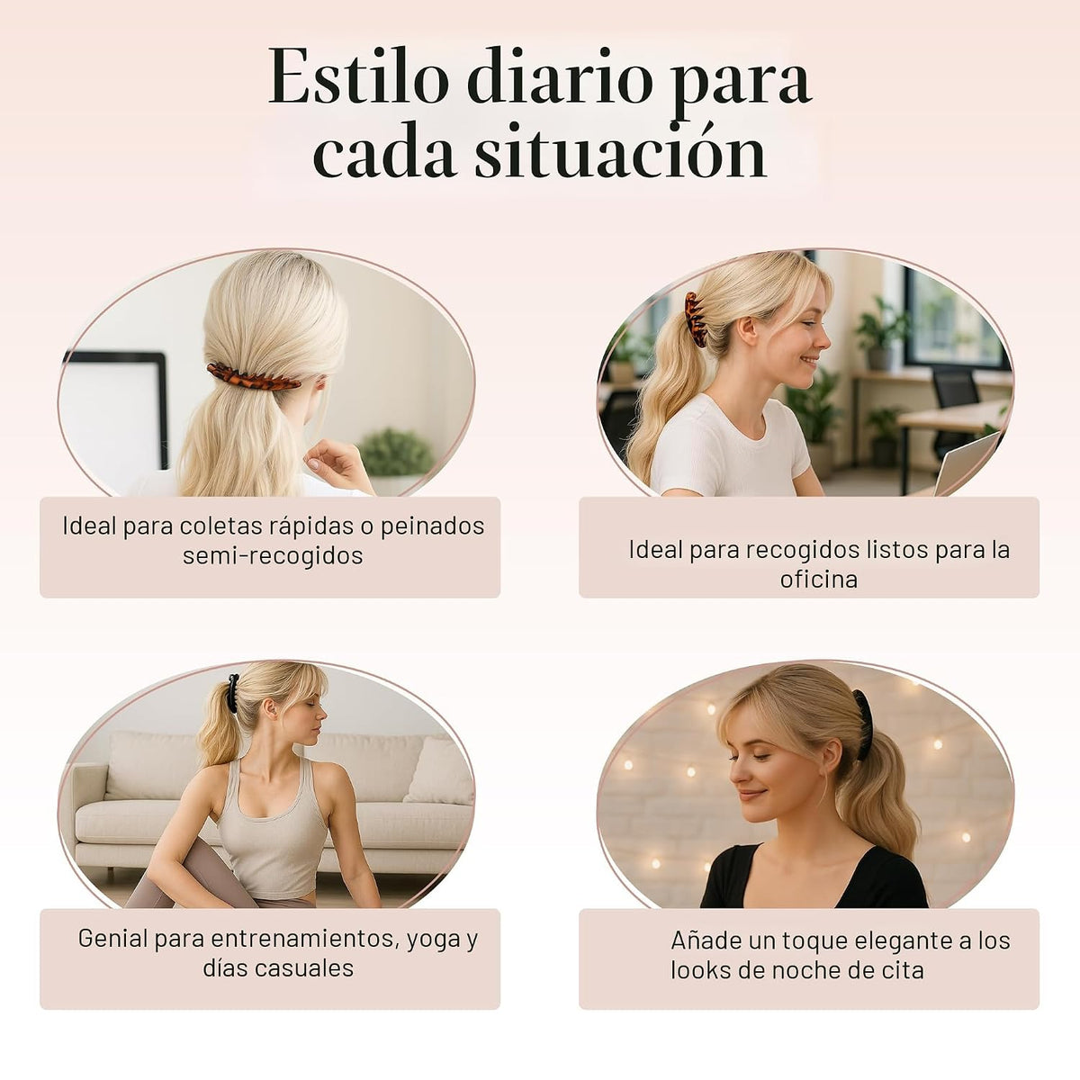 Kitsch Pinzas para el pelo de plátano para mujer, todo tipo de cabe...