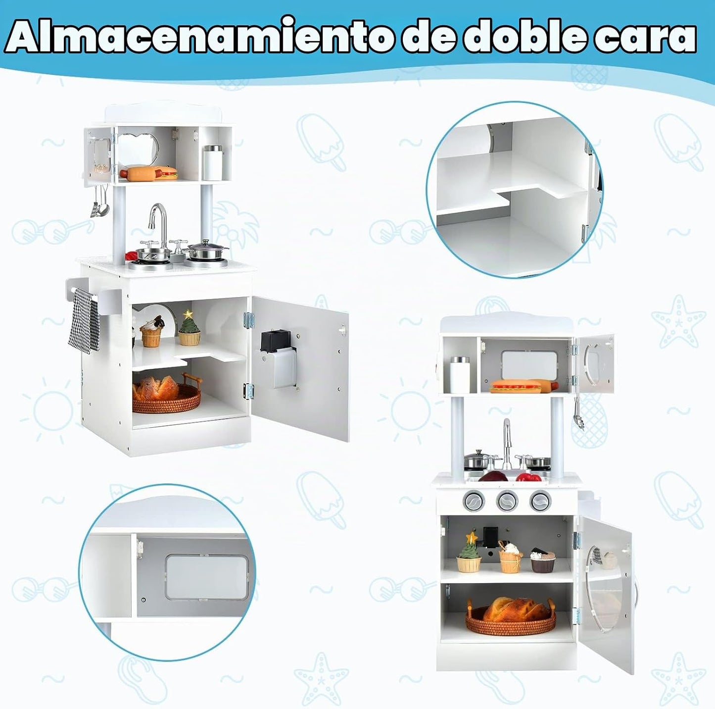 INFANS Estación de Trabajo Infantil 2 en 1 y Restaurante, Juego de...