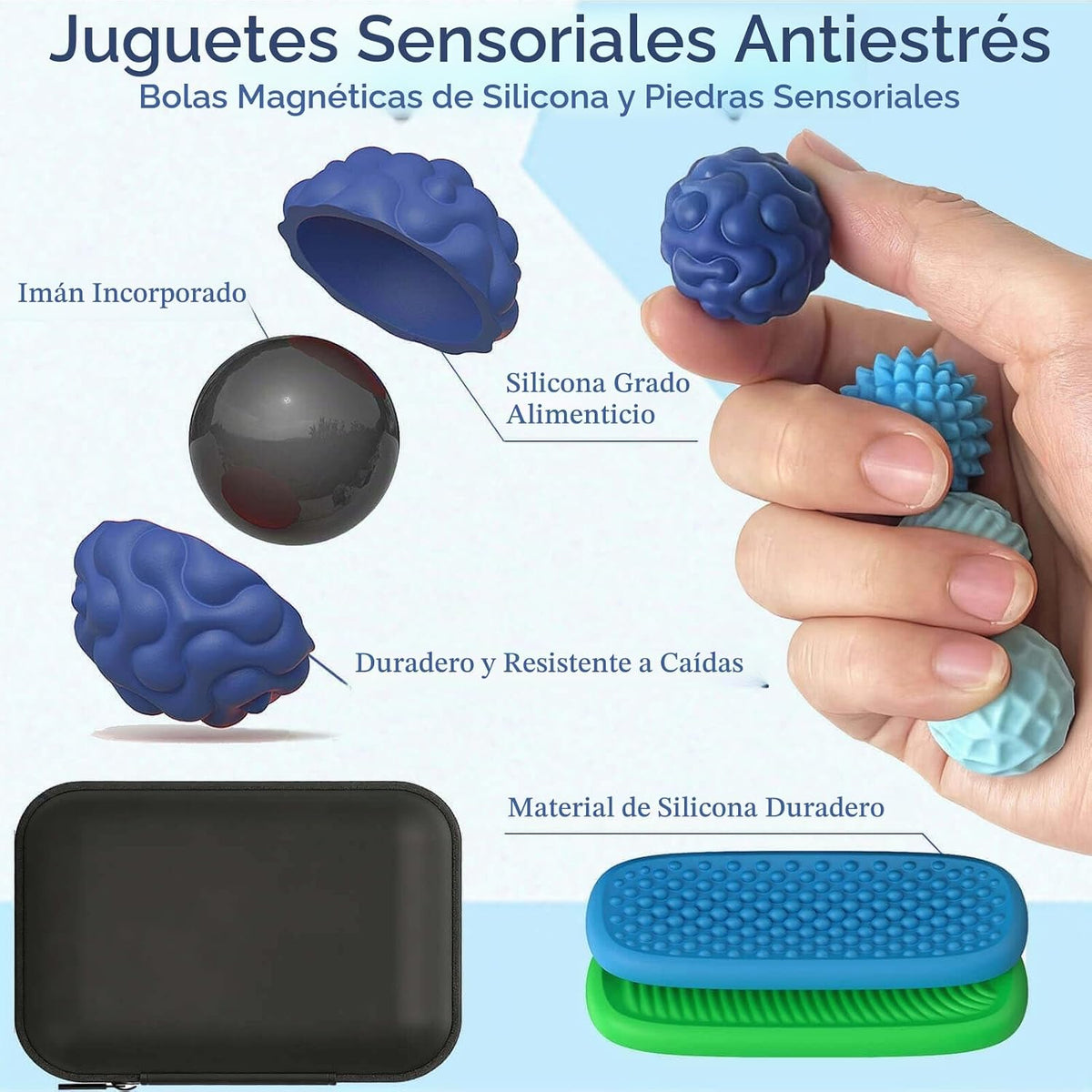 Juguetes Fidget para Adultos Bolas Magnéticas de Silicona y Piedras...