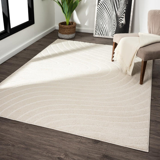LUXE WEAVERS Alfombra de Área Moderna Geométrica de Ondas Crema 4x6