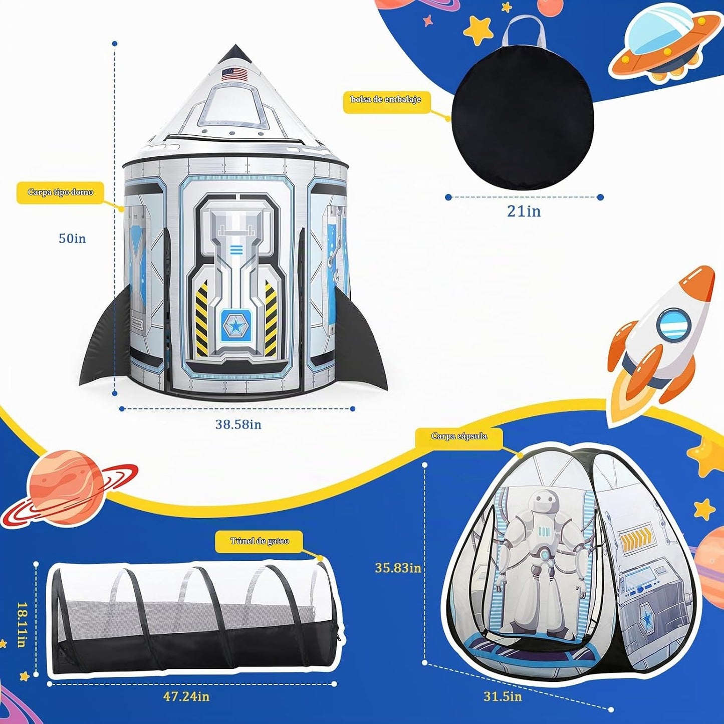 Sumbababy Tienda espacial para niños: juguete espacial para bebé- T...