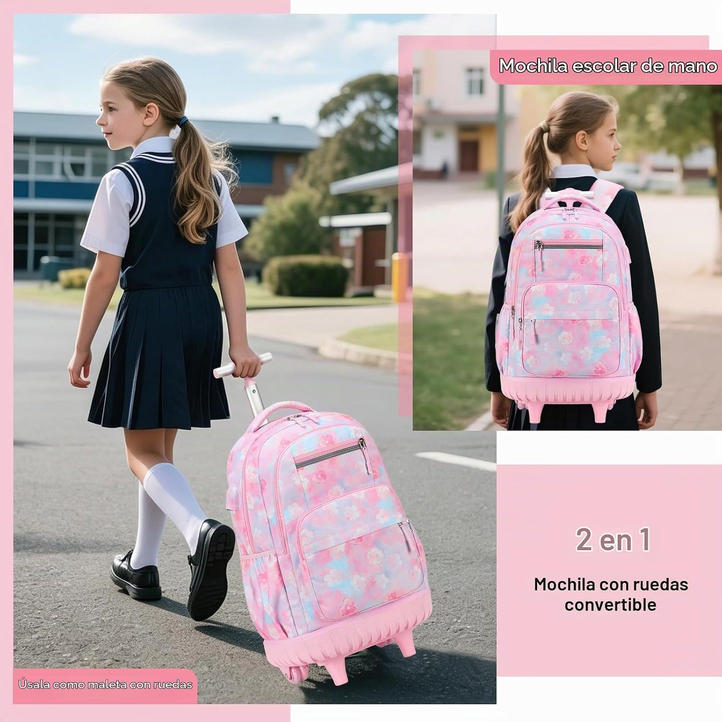 ACESAK 34 ES\/L, rosado Degradado, Moderno | Mochila escolar con ru...