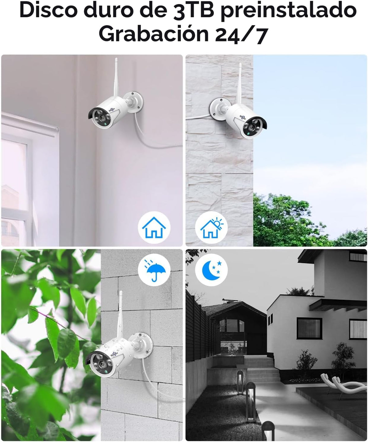 Hiseeu - Sistema de cámaras de seguridad inalámbrico, alcance de 10...