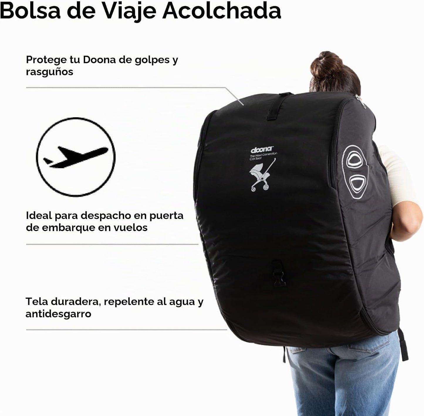 Doona Bolsa de viaje acolchada, color negro