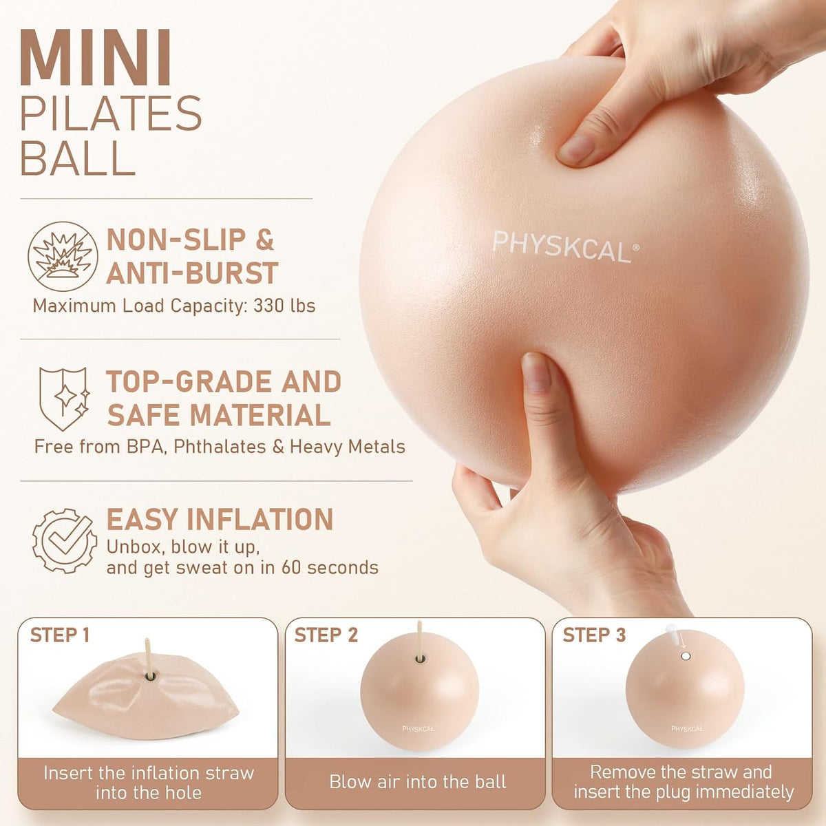 Kit de Pilates PhysKcal, anillo de pilates de 15 pulgadas con 1 bol...