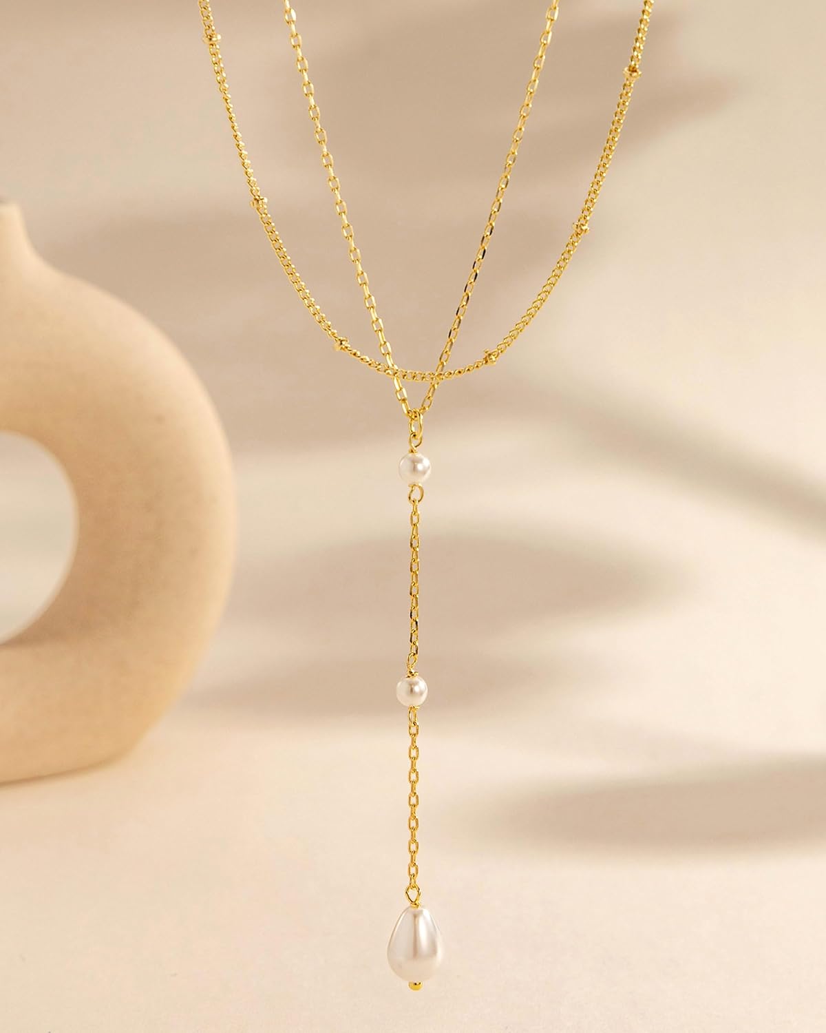 GUOKE Collares de oro en capas para mujer, chapado en oro de 14 qui...