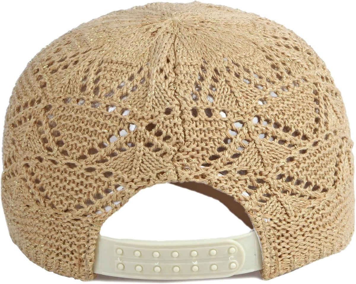 FASHIXD Gorra de béisbol de malla tejida para mujer, de hilo de ver...