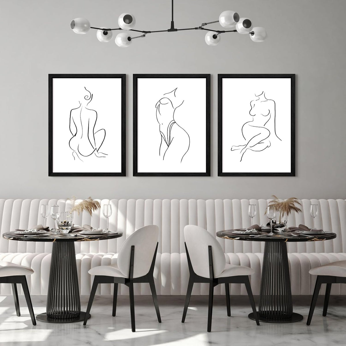 Arte de pared de línea minimalista con contorno de cuerpo de mujer,...