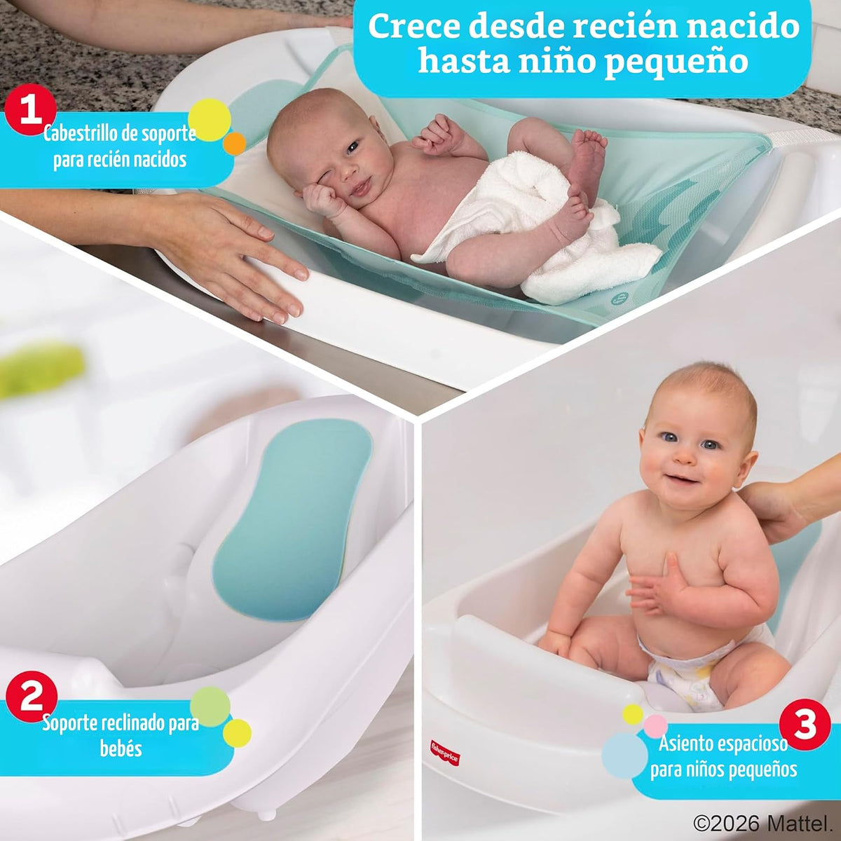 Fisher-Price™ 3-N-1 Grow with Baby Baby - Bañera para niños pequeño...