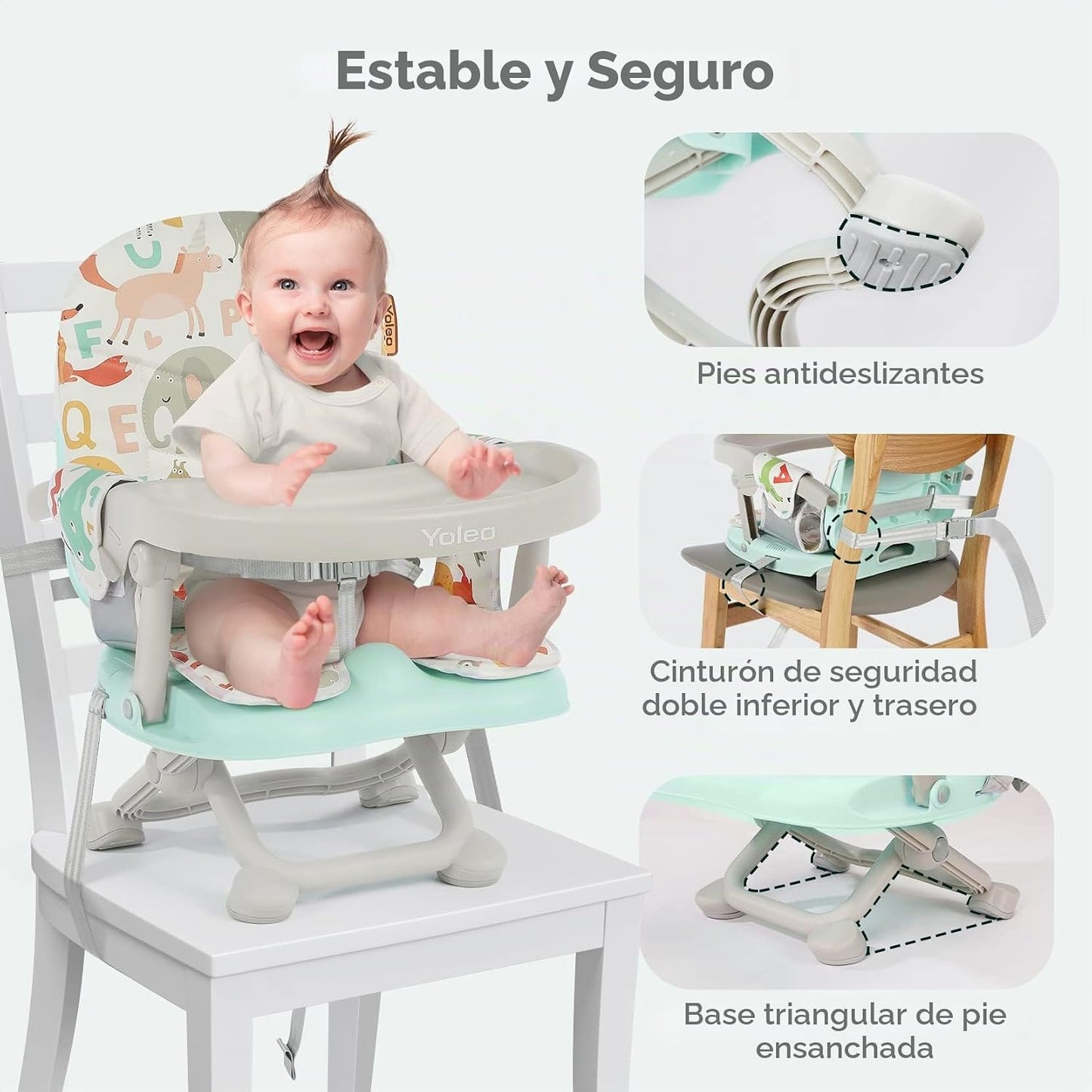 YOLEO Silla Alta para Bebé Asiento Elevador para Mesa de Comedor, A...