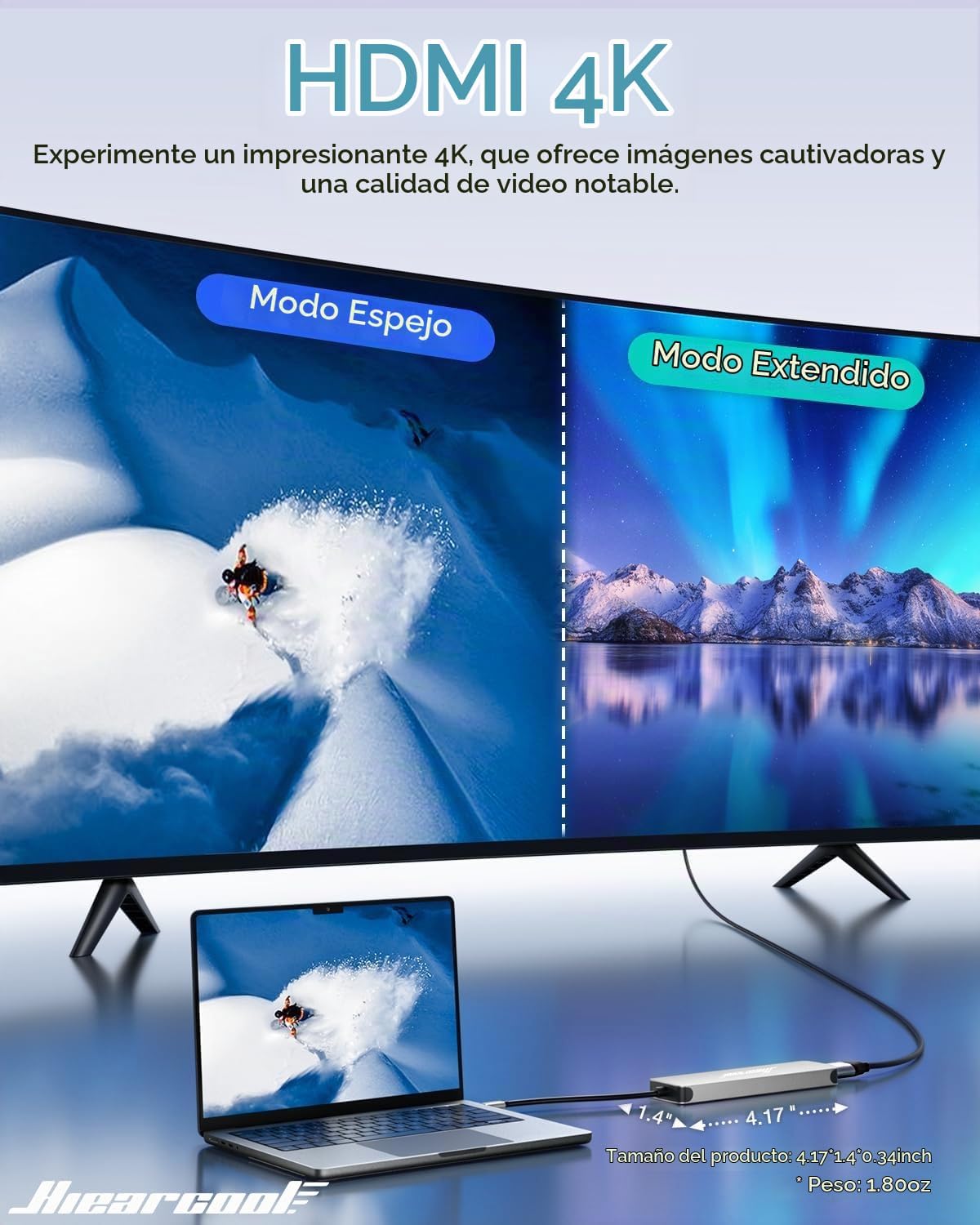 Hiearcool - Hub USB C 7 en 1, compatible con MacBook, color platead...