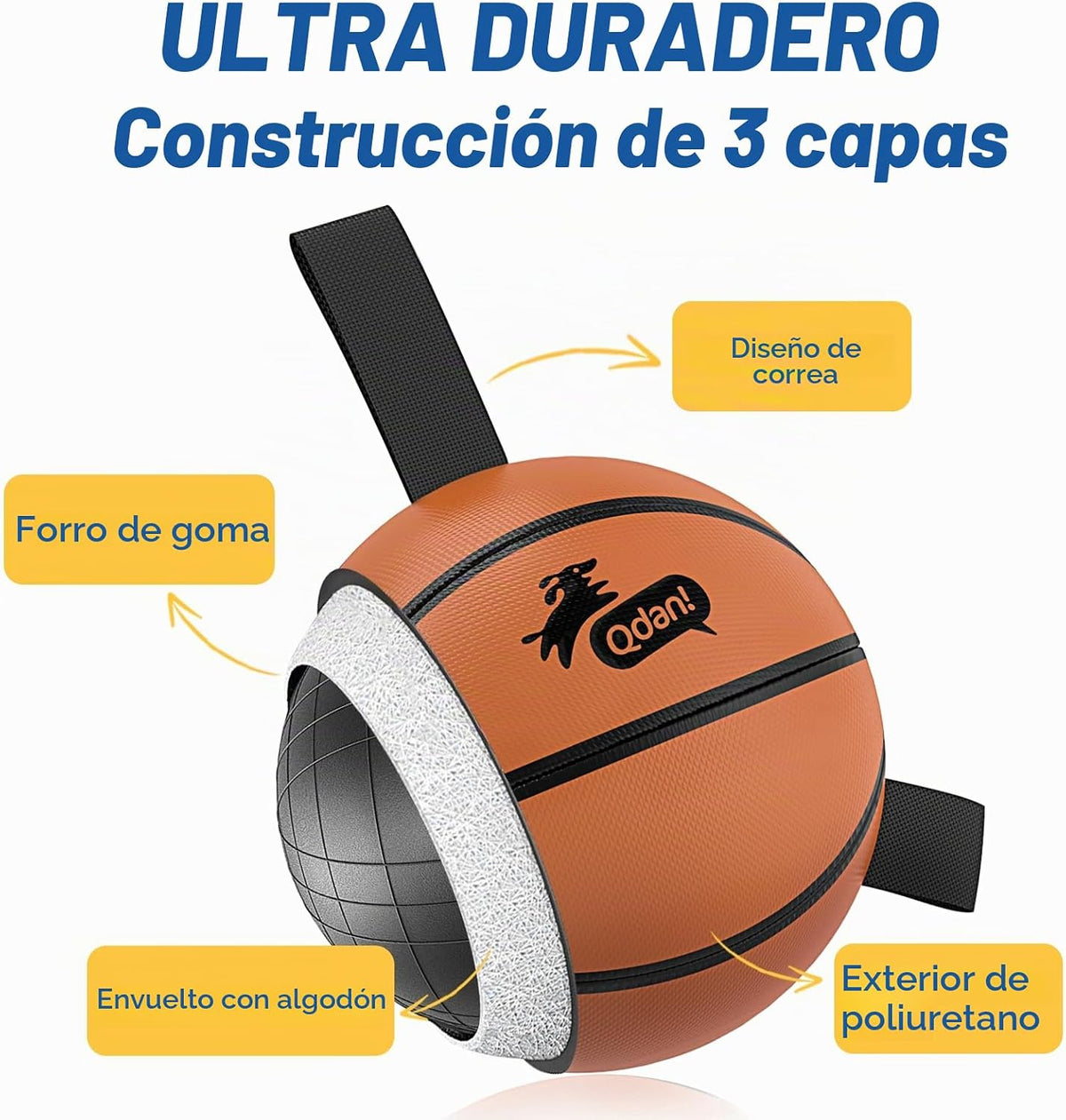 QDAN Pelota de baloncesto para perros, bolas con correas, juguete d...