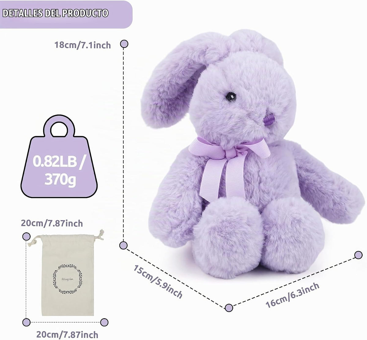 Peluche de conejo de lavanda para microondas, juguete de peluche co...