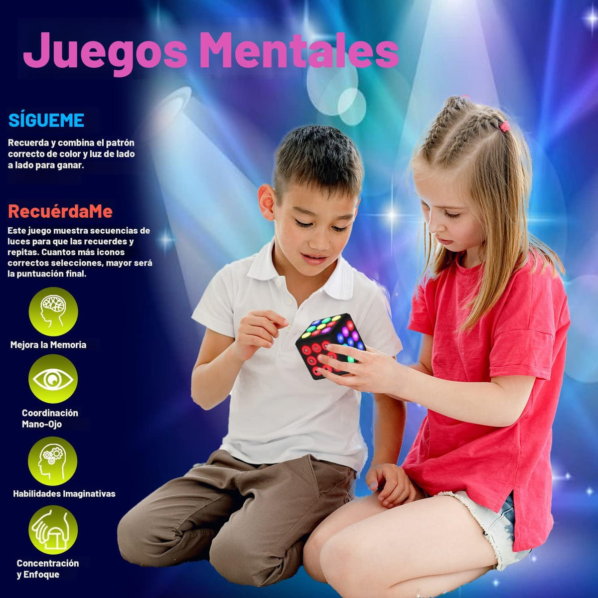 PlayRoute Cubo electrónico de juego de memoria y cerebro \u2013 Div...